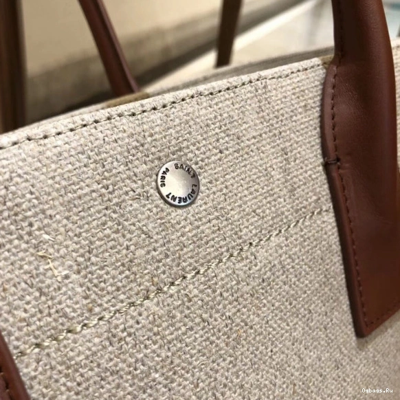 TOTE GAUCHE LEATHER PRINTED IN BAG RIVE LINEN YSL AND 0729